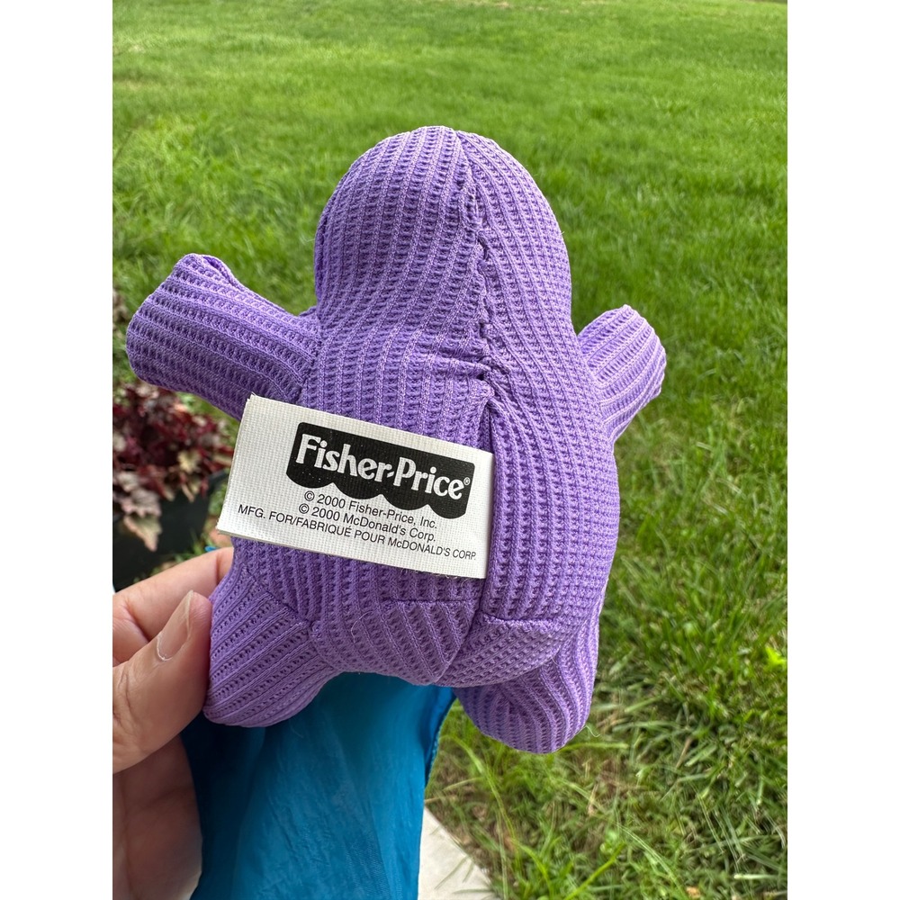 Vintage2000 McDonald Grimace Plush Fisher-Price Waffle Knit Purple Toy with Cape - Picture 2 of 6